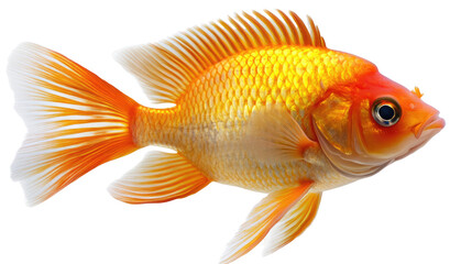 Fototapeta premium Fresh isolated fish on a white background, featuring a silver carp with scales and fins