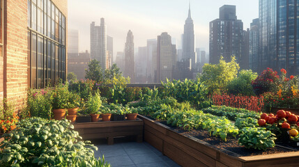 Fototapeta premium Urban Agriculture and City Oases: Green Spaces and Sustainable Living in Modern Cities