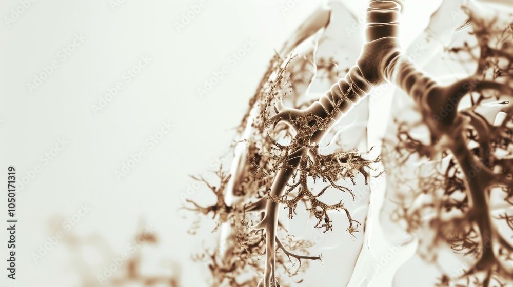 Aufkleber an abstract depiction of the human respiratory system with colorful, dynamic representations of lung