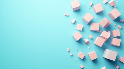 Pink cubes on a light blue background.