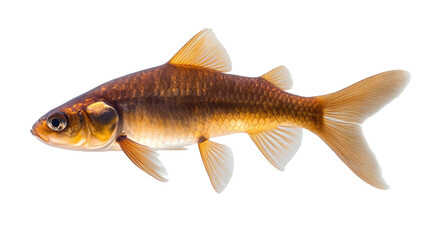 Fototapeta premium Fresh isolated fish on a white background, featuring a silver carp with scales and fins