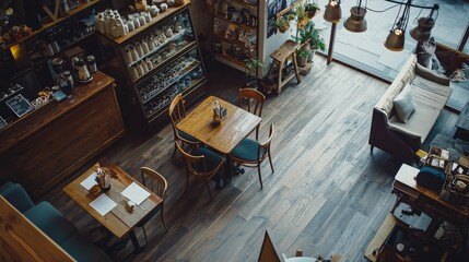 Fototapeta premium Modern Minimalist Coffee Shop Interior Design