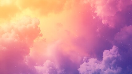 A dramatic close-up of the sky at sunset, with vibrant colors of orange, pink, and purple blending together, clouds in sharp detail,