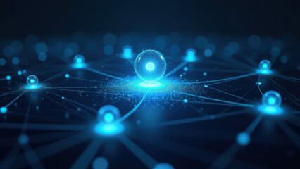 A visual metaphor of a digital world with interconnected nodes.