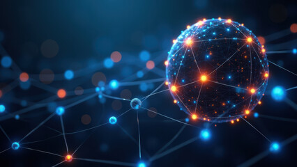 Obraz premium Illustration of a digital network with interconnected nodes and data flow.