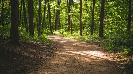 Fototapeta premium Pathway Through a Lush Green Forest Landscape