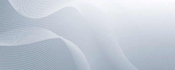 White abstract background with wavy lines. Digital future technology concept in the silver theme color. vector eps 10
