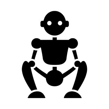 recommend clip art: 座って休憩している人工知能ロボットのシルエットイラスト　透過背景の切り抜き