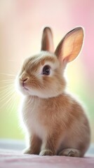 Obraz premium Cute Brown Bunny with Soft Fur Against a Blurred Background