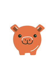 Adorable piggy bank with a coin slot, cartoon style