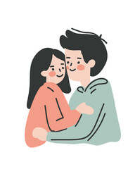 Couple embracing with warmth and affection, gentle expressions