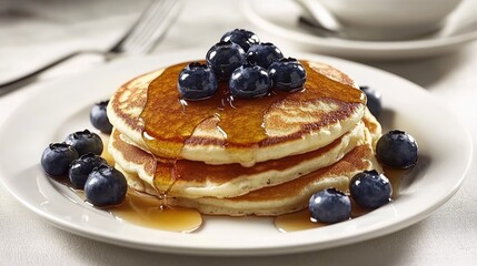 Delicious Blueberry Pancakes with Syrup
