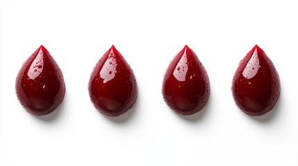 Obraz premium Red Liquid Drops on White Background