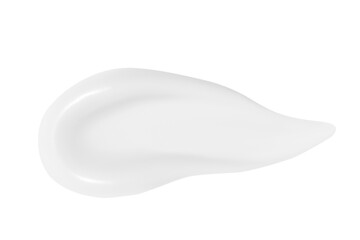 Smear of white cream on an empty background. Skincare product, smooth texture.