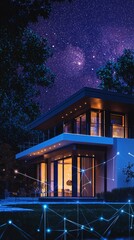 Modern Smart Home Automated Lighting Security System. Connected Living. Smart Technology Home Gadgets.