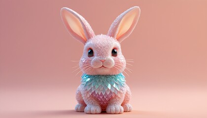 An adorable crystal rabbit with soft pastel colors and a cheerful demeanor, perfect for whimsical decorations or children's rooms, Generative AI