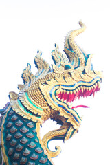 Naga statue isolated on white background Thai dragon