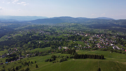 Obraz premium Beskidy, Koniaków z lotu ptaka
