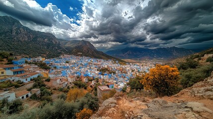 Naklejka premium Chefchaouen mountain scenic view