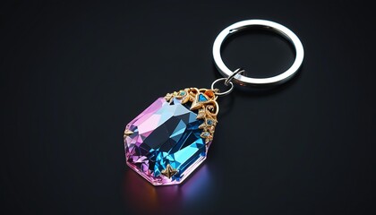 A captivating crystal keychain featuring a colorful charm, adding a fun and personalized touch to keys or bags, Generative AI