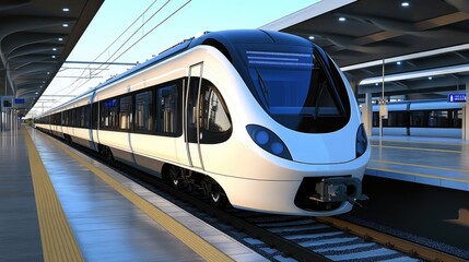 Clean train on a station platform, symbolizing ease of commuting and urban transportation solutions