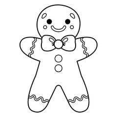 Cute gingerbread man. Coloring page. Vector illustration