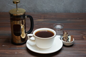 natural herbal tea on wooden table