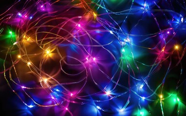 Obraz premium Colorful string lights glowing in the dark.