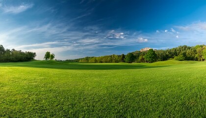 Obraz premium beautiful panoramic background of the green field in natural park