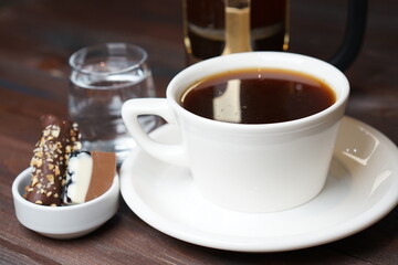 natural herbal tea on wooden table