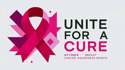 Modern Pink Ribbon Geometric Breast Cancer Awareness Banner