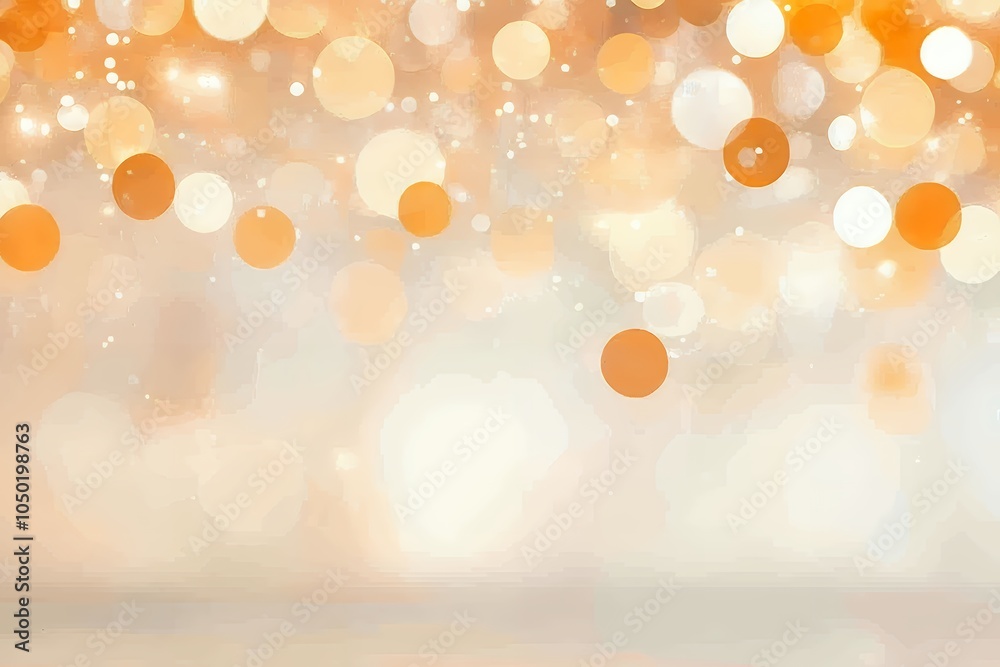 Wall mural soft golden and white bokeh lights on a warm gradient background. blurred abstract photography with 