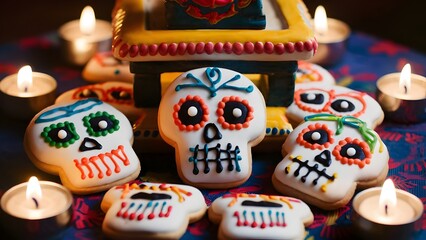 Fototapeta premium Sugar Skull Cookies for Day of the Dead Celebration