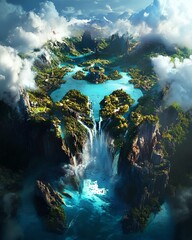 Obraz premium Surreal birds-eye perspective of a magical realm
