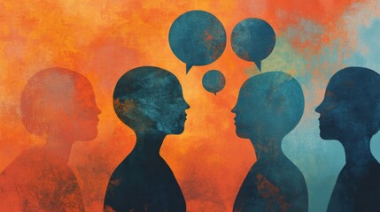 Illustration of organized thoughts through mindfulness with speech bubbles