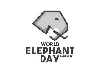 World Elephant Day design vector. August 12. Flat design vector. Poster, banner, card, background.