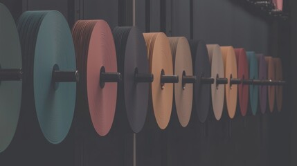 Brightly Colored Weights Hung on the Wall for Fitness Enthusiasts Visiting the Gym