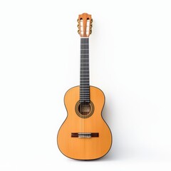 Obraz premium A beautifully crafted acoustic guitar with a light wooden finish, showcasing exquisite detail and craftsmanship.