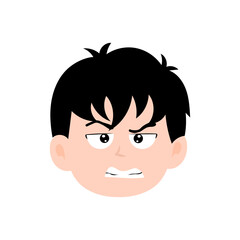 cute kid face expression emoji emoticon with black hair. character element stock