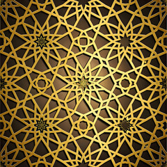 islamic pattern black gold background