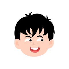 cute kid face expression emoji emoticon with black hair. character element stock