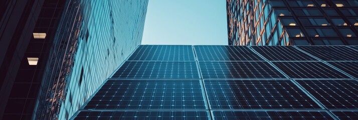 Fototapeta premium Solar Panels Installed on a Modern Rooftop