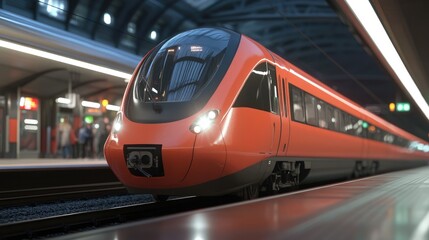 Obraz premium A contemporary train at a station, capturing the essence of urban commuting and convenient city transport services