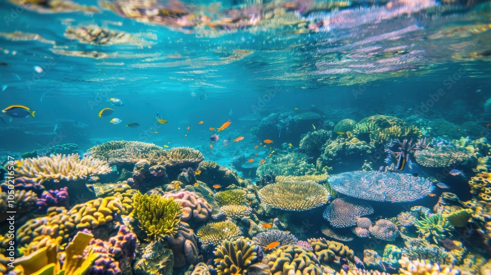 Aufkleber a captivating view of the great barrier reef with colorful coral formations and schools of tropical 