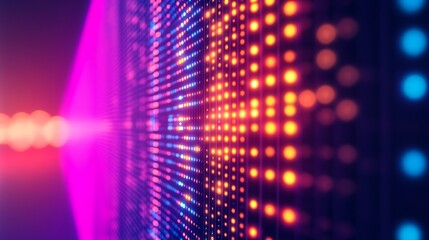 Naklejka premium Futuristic video screen with pastel neon pixel pattern and tv static effect