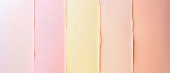Fototapeta premium A visually appealing arrangement of soft pastel paint swatches in shades of pink, yellow, and beige. Ideal for design inspiration and color palette selection.