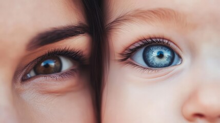 Fototapeta premium Closeup of two sisters' eyes 