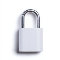 Naklejka premium A minimalistic white padlock against a clean white background, symbolizing security and protection.