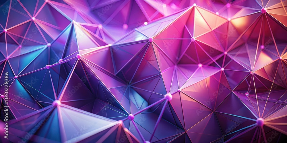 Aufkleber abstract geometric pattern with interconnected triangles in vibrant purple and pink hues