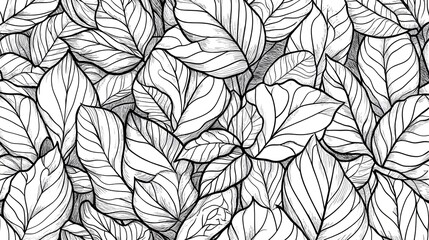 Black and White Leaf Pattern   Abstract Nature Background  Seamless Texture  Monochrome Il